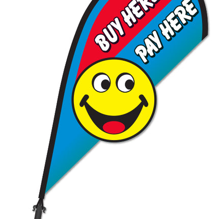 Clip On Paddle Flag - Buy here Pay here (Smiley)