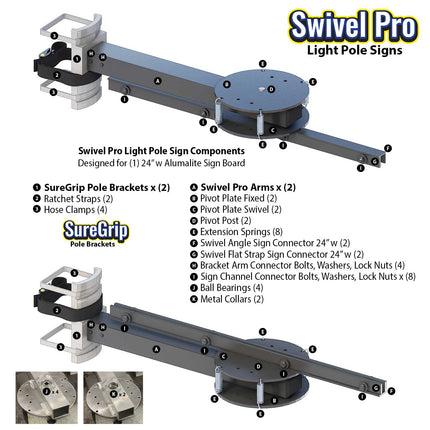 Swivel Pro Light Pole Sign Kit (Hardware & Graphic)